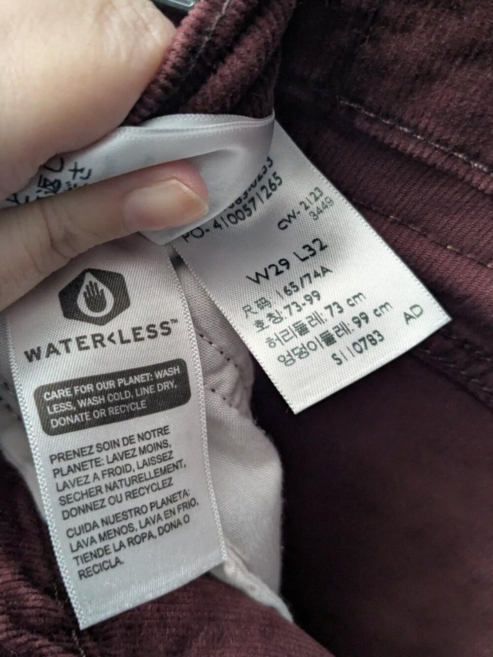 Levi's 724 Maroon High Rise Straight Leg Corduroy Pants Size W 29 x L 32 - Picture 7 of 7